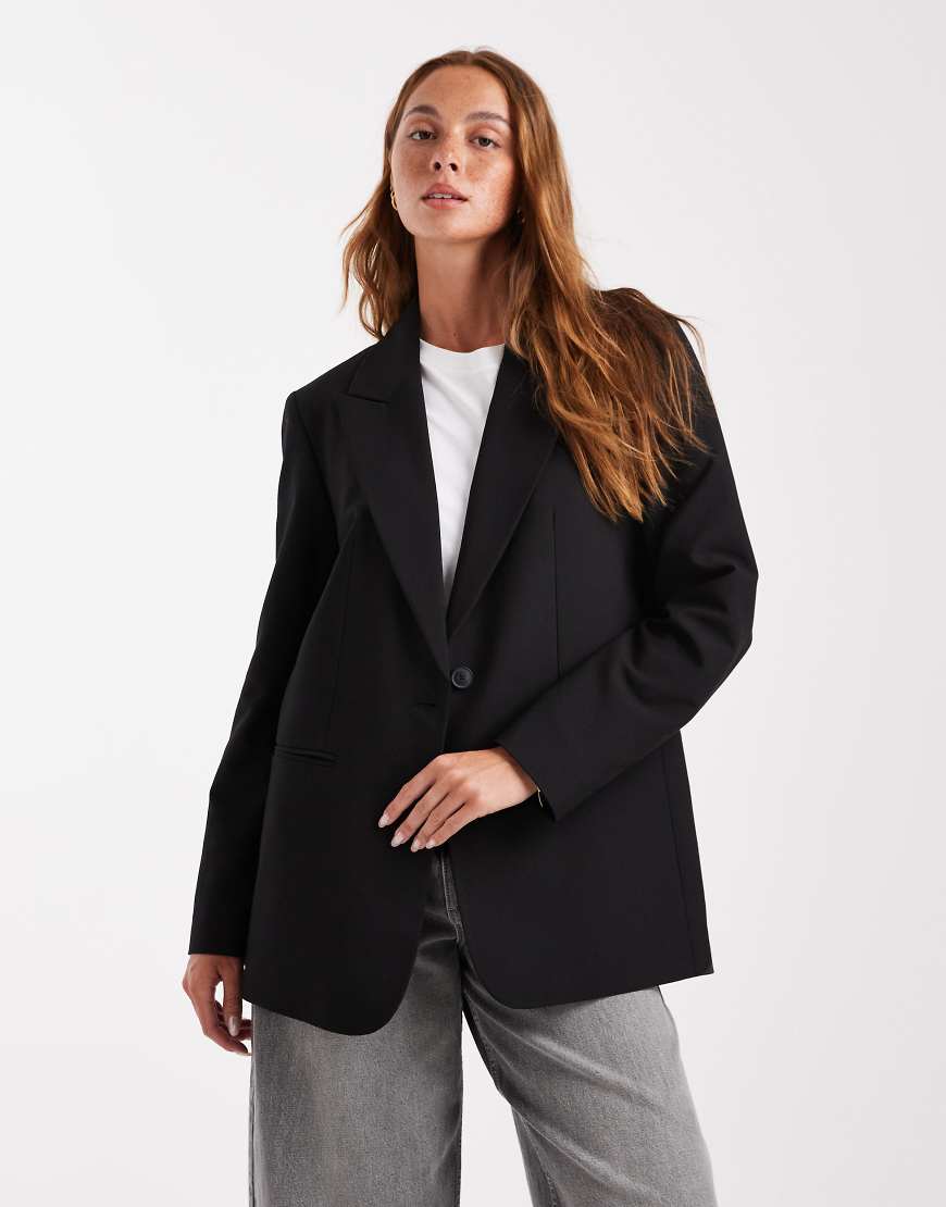 ASOS DESIGN - Eleganter Relaxed Fit Blazer in Schwarz von ASOS DESIGN