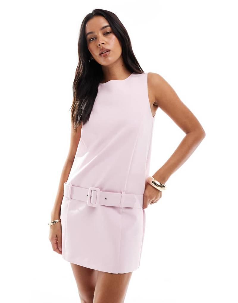 ASOS DESIGN - Elegantes Etuikleid mit tiefer Taille und Gürtel-Rosa von ASOS DESIGN