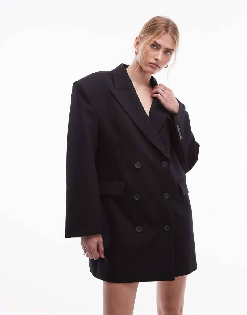 ASOS DESIGN - Elegantes zweireihiges Blazerkleid in Schwarz von ASOS DESIGN