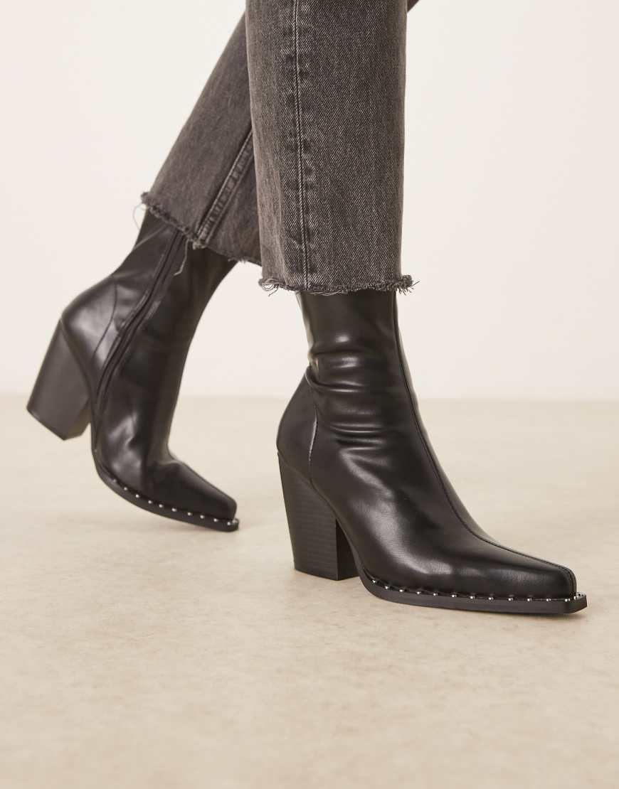 ASOS DESIGN - Emrys - Western-Sockenstiefeletten in Schwarz von ASOS DESIGN