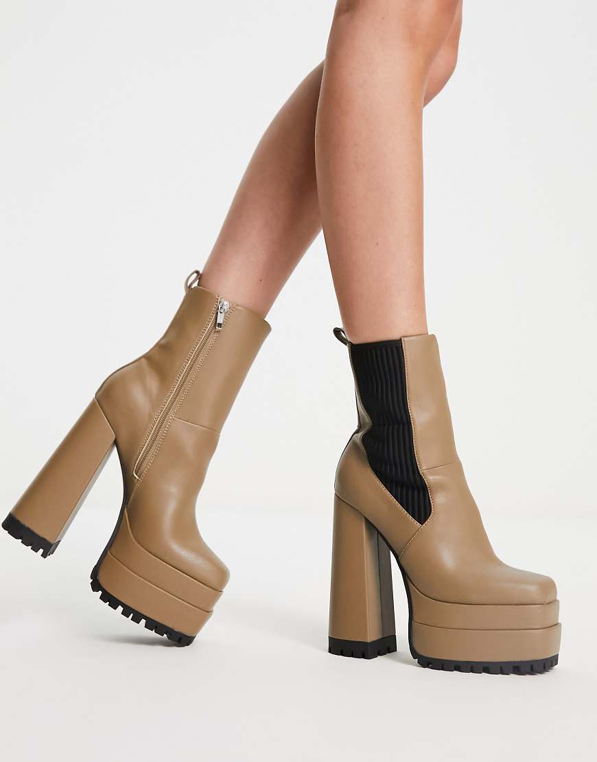 ASOS DESIGN - Endgame - Plateau-Chelseastiefel mit Absatz in Khaki-Grün ASOS DESIGN - Endgame - Plateau-Chelseastiefel mit Absatz in Khaki-Grün von ASOS DESIGN