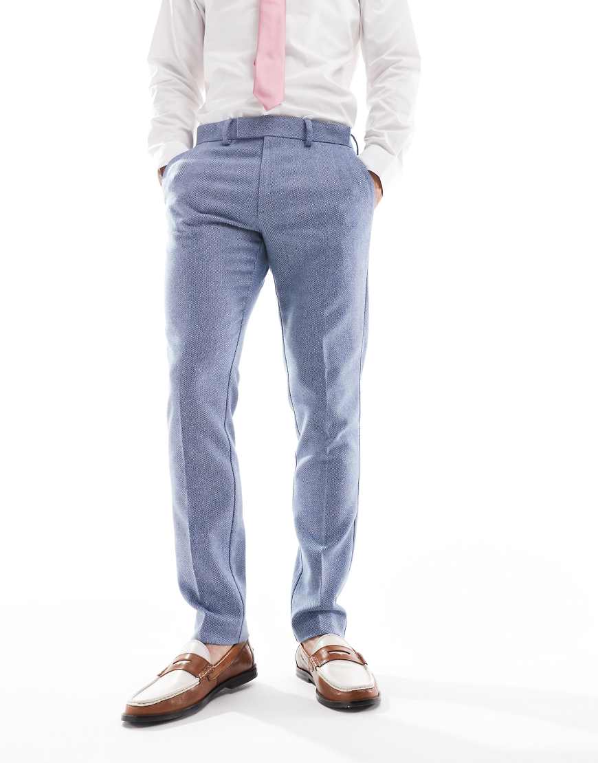 ASOS DESIGN - Eng geschnittene Anzughose in Blau mit Wollanteil ASOS DESIGN - Eng geschnittene Anzughose in Blau mit Wollanteil von ASOS DESIGN