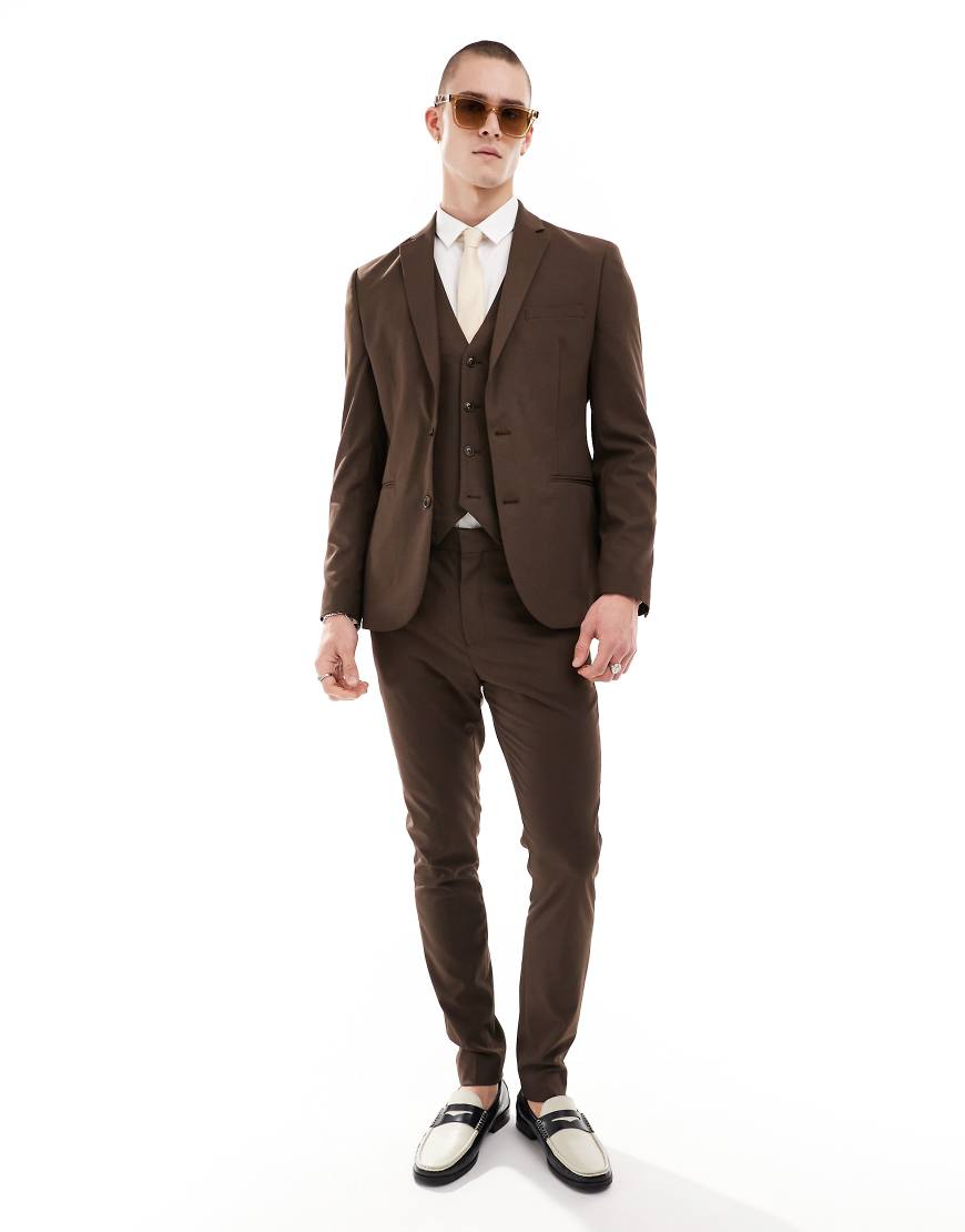 ASOS DESIGN - Eng geschnittene Anzughose in Schokoladenbraun von ASOS DESIGN
