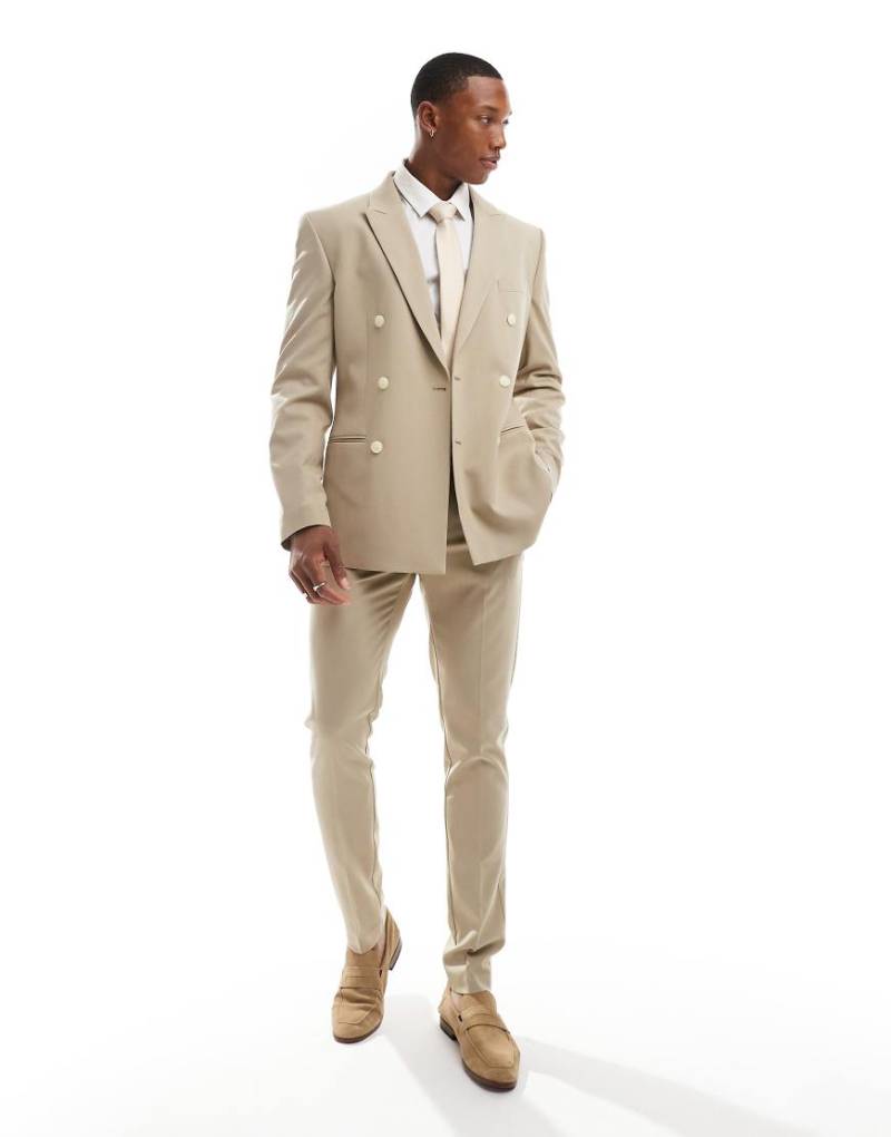 ASOS DESIGN - Eng geschnittene Anzughose in Steinbeige-Neutral von ASOS DESIGN