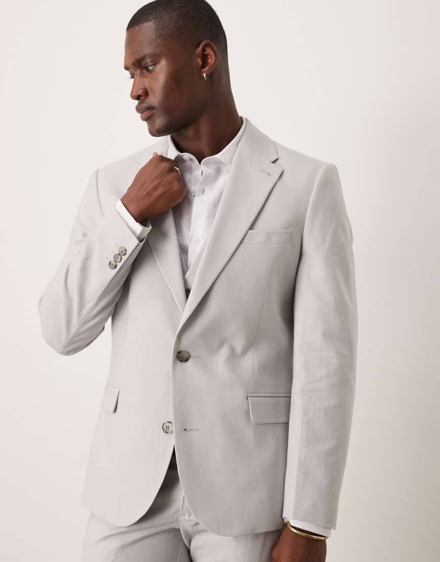 ASOS DESIGN - Eng geschnittene Anzugjacke aus Leinenmix in Grau ASOS DESIGN - Eng geschnittene Anzugjacke aus Leinenmix in Grau von ASOS DESIGN