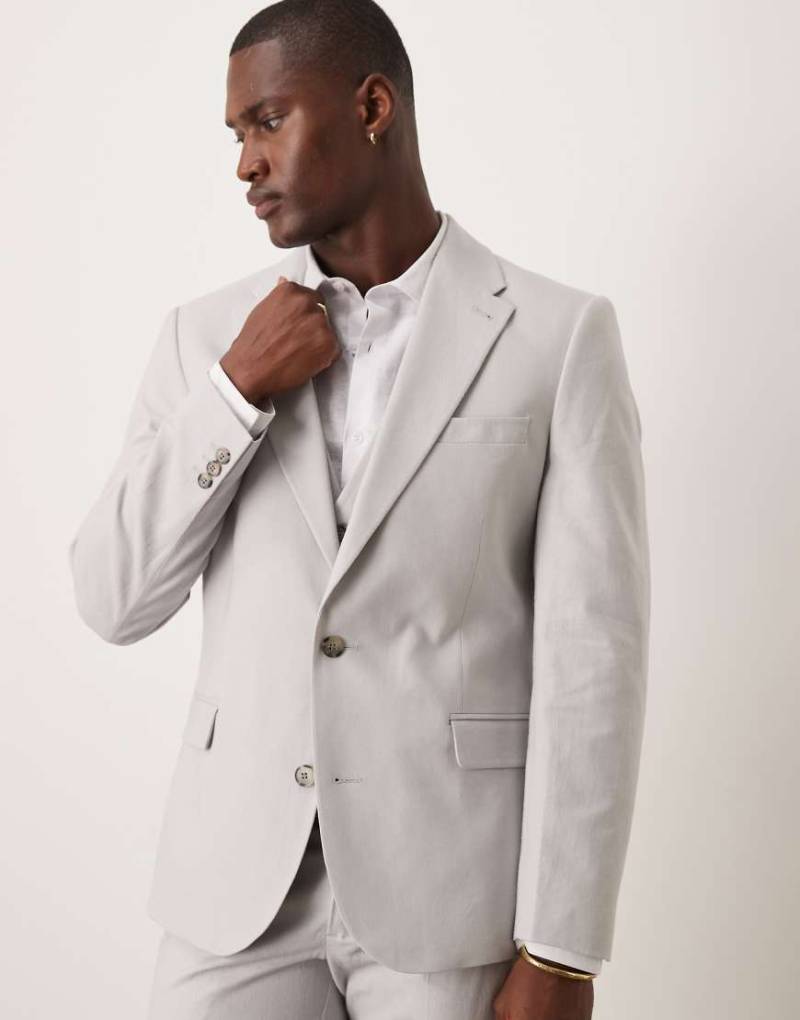 ASOS DESIGN - Eng geschnittene Anzugjacke aus Leinenmix in Grau von ASOS DESIGN