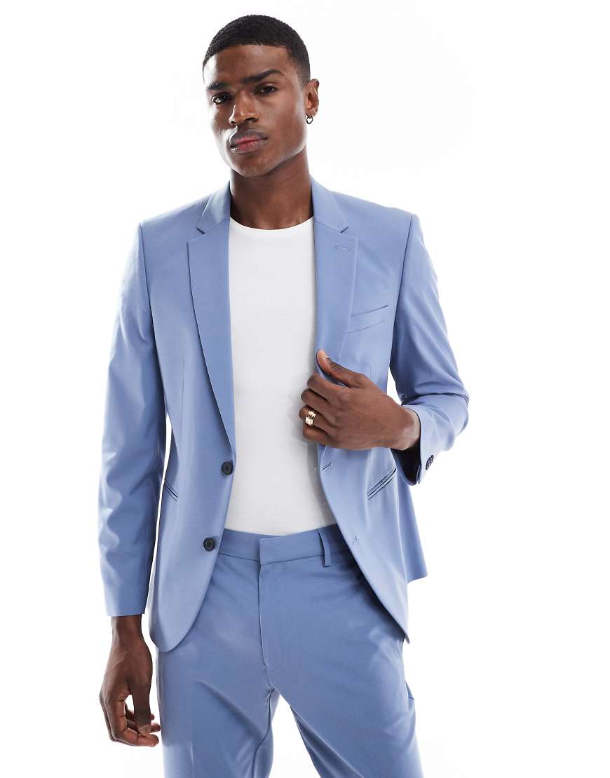 ASOS DESIGN - Eng geschnittene Anzugjacke in Blau von ASOS DESIGN