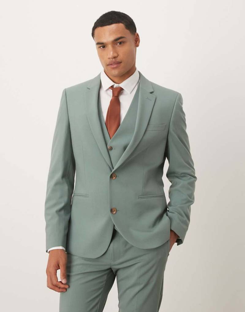 ASOS DESIGN - Eng geschnittene Anzugjacke in Grün von ASOS DESIGN