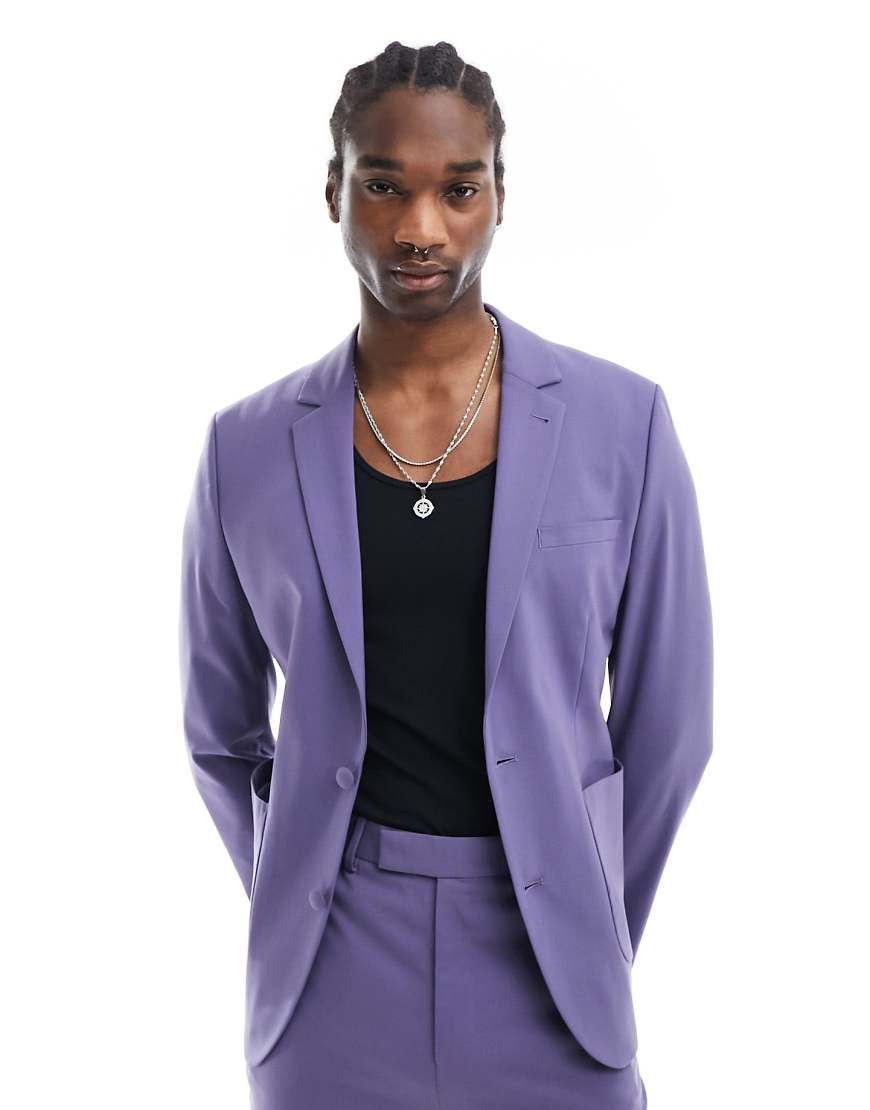 ASOS DESIGN - Eng geschnittene Anzugjacke in Lila-Grau ASOS DESIGN - Eng geschnittene Anzugjacke in Lila-Grau von ASOS DESIGN