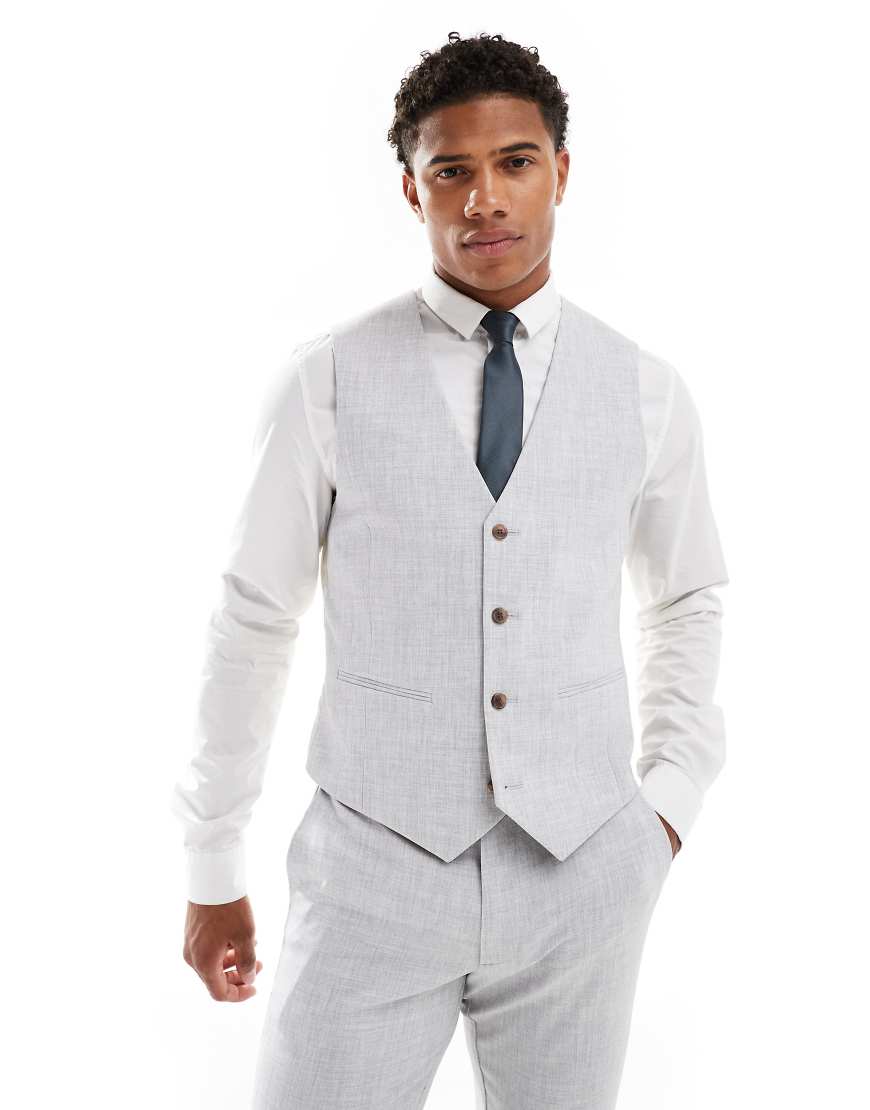 ASOS DESIGN - Eng geschnittene Anzugweste in Grau mit Kreuzschraffur ASOS DESIGN - Eng geschnittene Anzugweste in Grau mit Kreuzschraffur von ASOS DESIGN