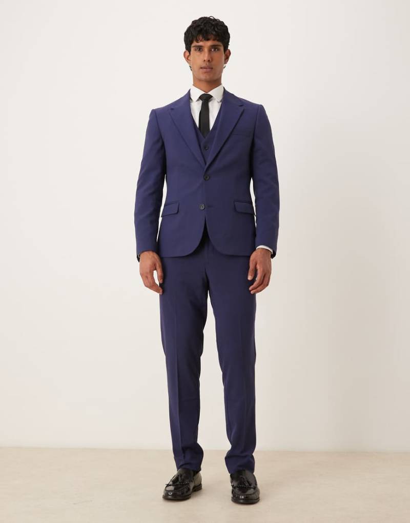 ASOS DESIGN - Eng geschnittene Stretch-Anzughose in Marineblau von ASOS DESIGN