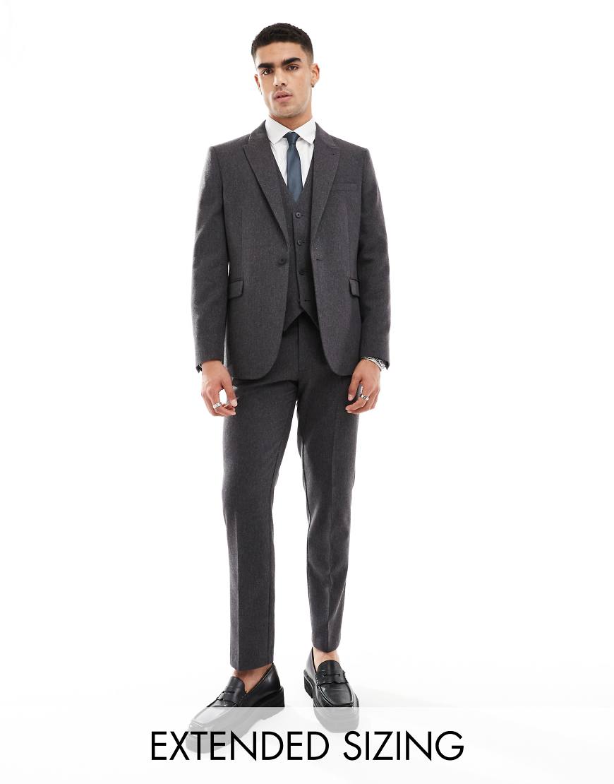ASOS DESIGN - Enge Anzughose aus Wollmix in gewebter Optik in Anthrazit-Grau von ASOS DESIGN
