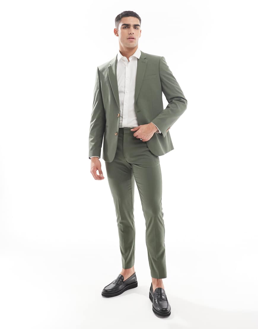 ASOS DESIGN - Enge Anzughose in Khaki-Grün von ASOS DESIGN