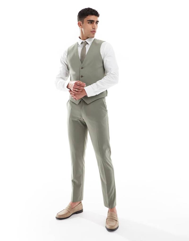 ASOS DESIGN - Enge Anzughose in Khaki-Grün von ASOS DESIGN