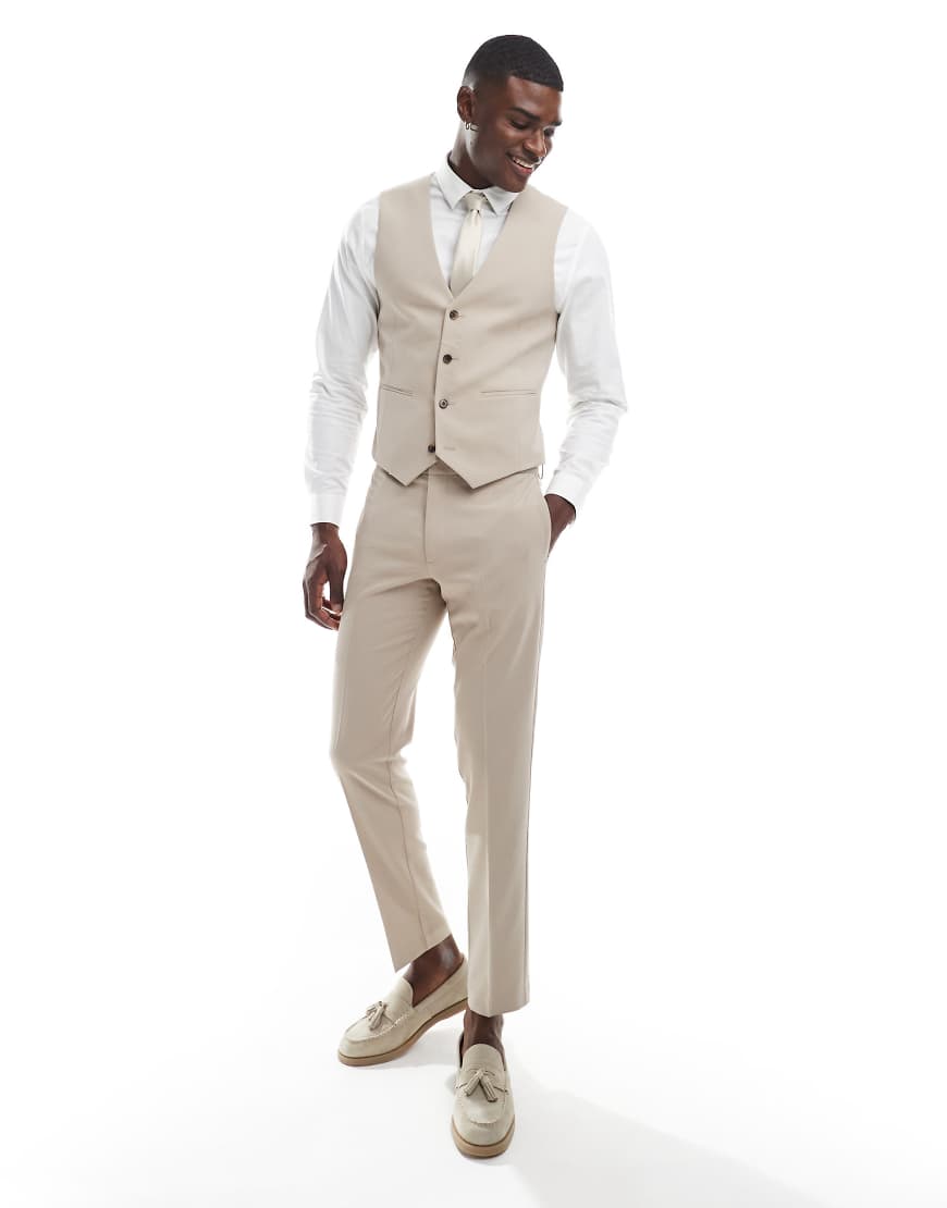 ASOS DESIGN - Enge Anzughose in Stone-Neutral von ASOS DESIGN