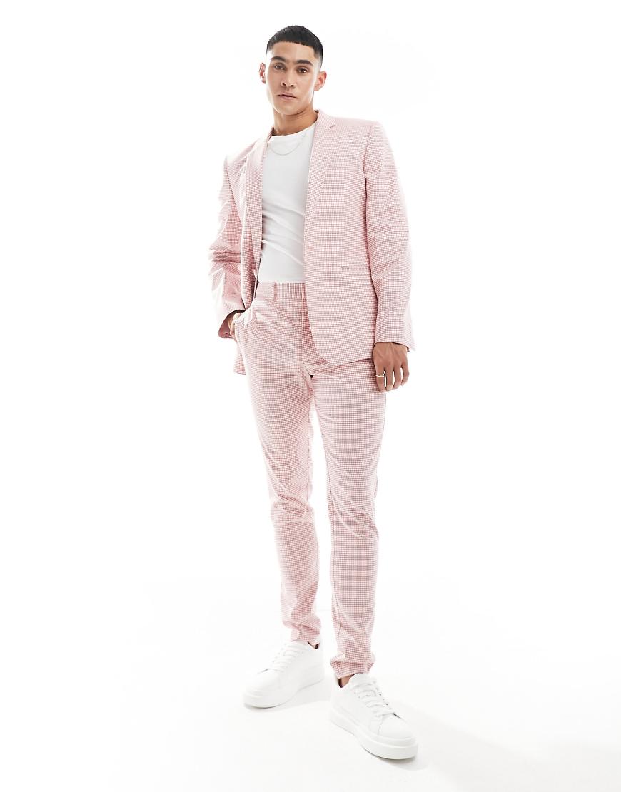 ASOS DESIGN - Enge Anzughose mit Vichykaro in Rosa von ASOS DESIGN