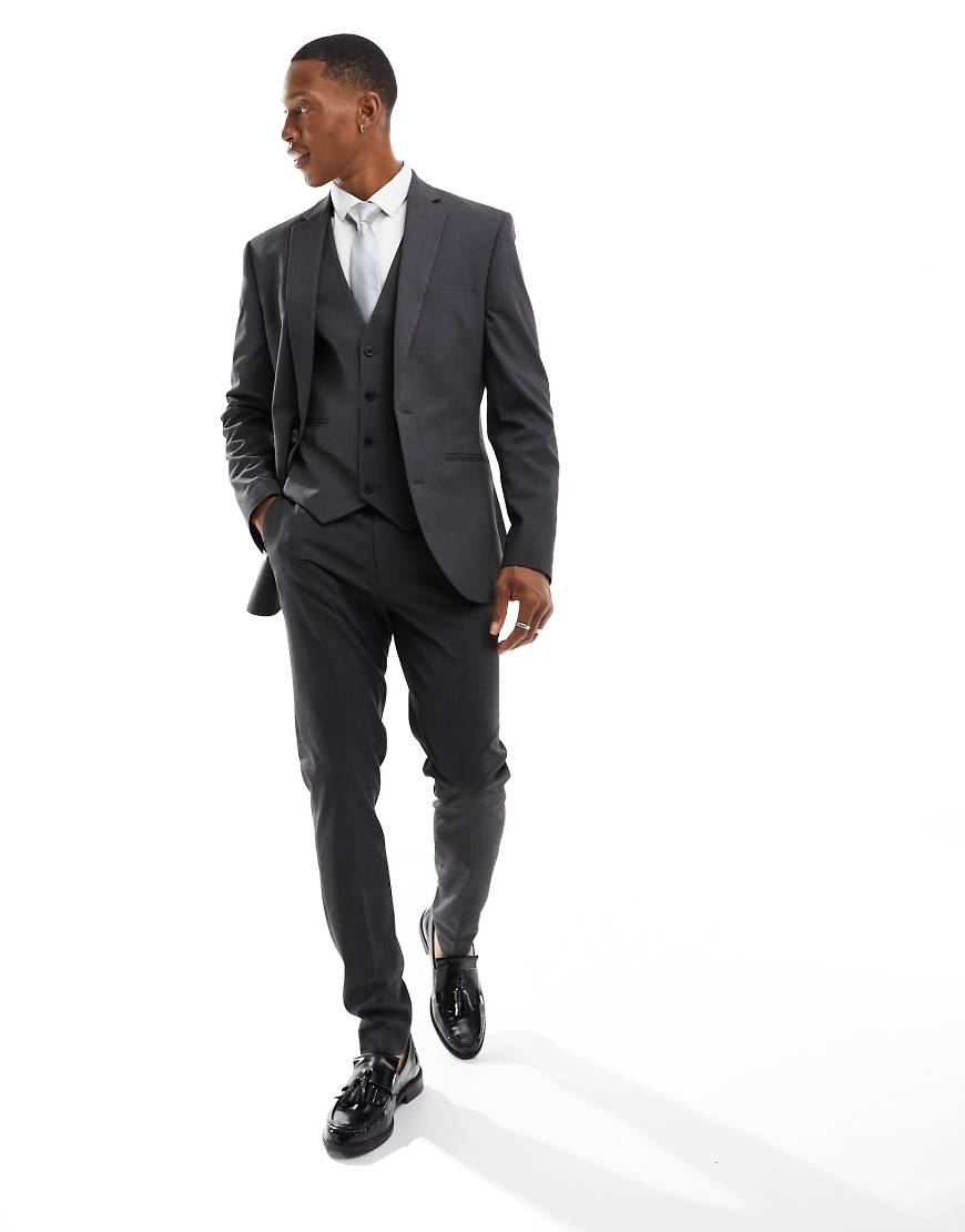 ASOS DESIGN - Enge Anzugjacke in Anthrazit-Grau ASOS DESIGN - Enge Anzugjacke in Anthrazit-Grau von ASOS DESIGN