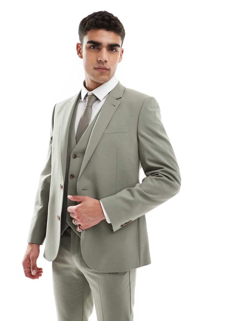 ASOS DESIGN - Enge Anzugjacke in Khaki-Grün ASOS DESIGN - Enge Anzugjacke in Khaki-Grün von ASOS DESIGN