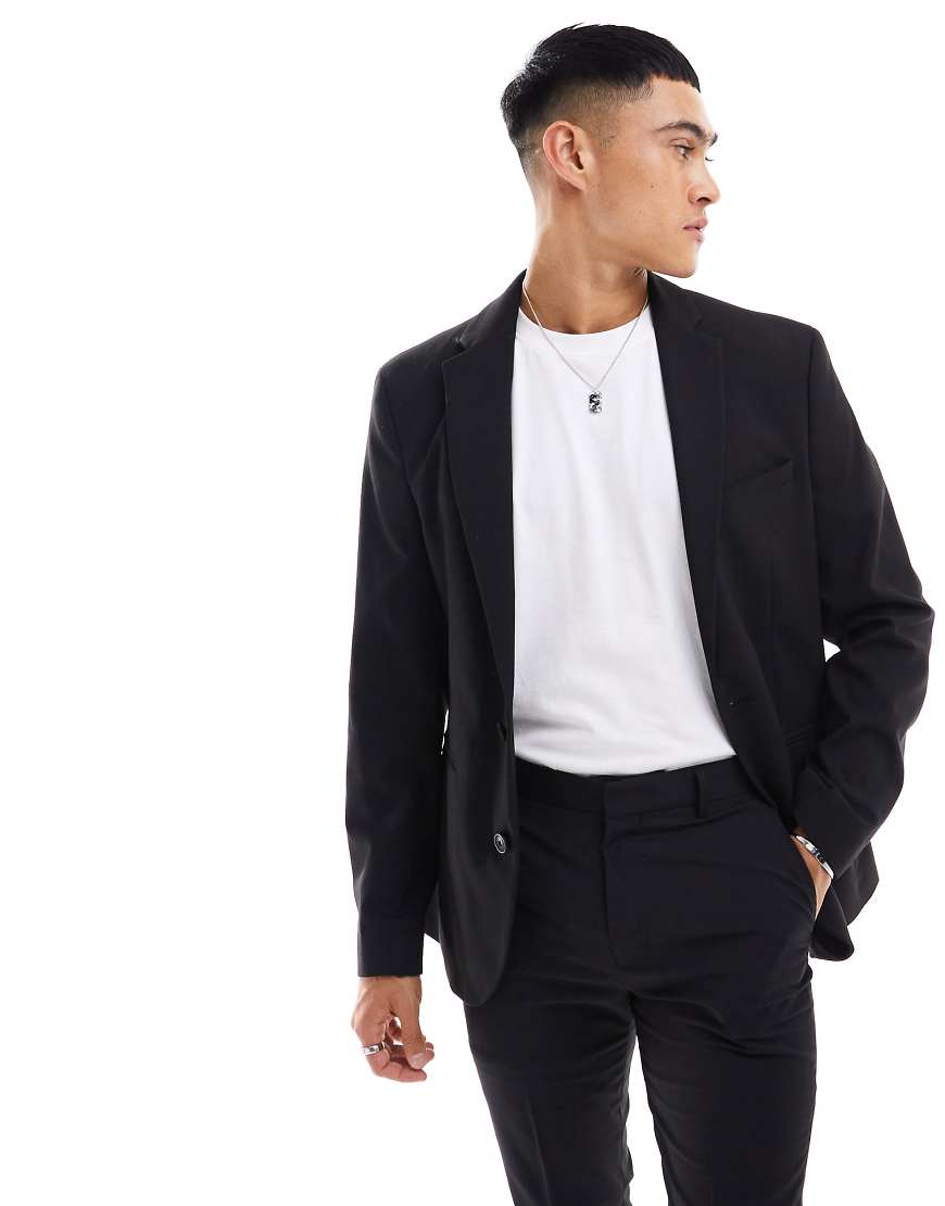 ASOS DESIGN - Enge Anzugjacke in Schwarz von ASOS DESIGN