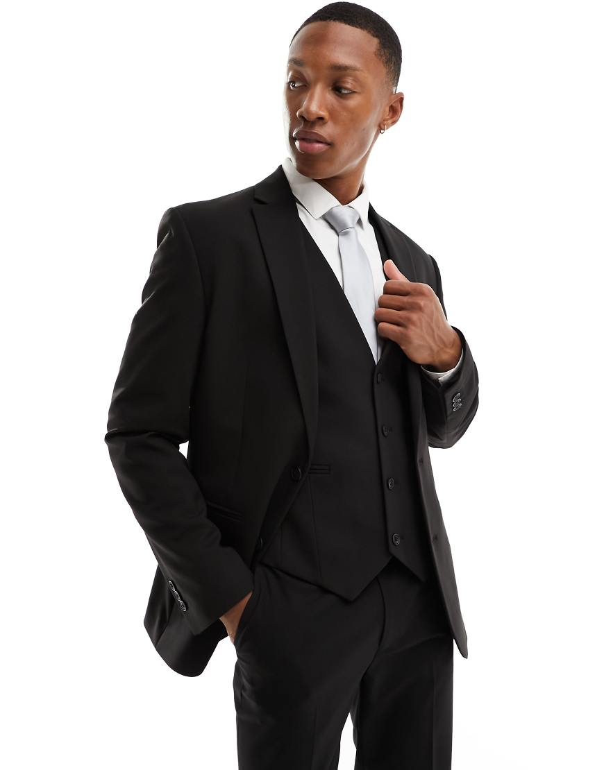 ASOS DESIGN - Enge Anzugjacke in Schwarz von ASOS DESIGN