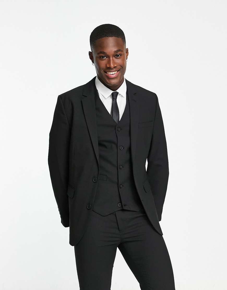 ASOS DESIGN - Enge Anzugjacke in Schwarz von ASOS DESIGN