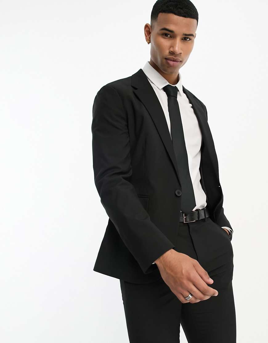 ASOS DESIGN - Enge Anzugjacke in Schwarz von ASOS DESIGN