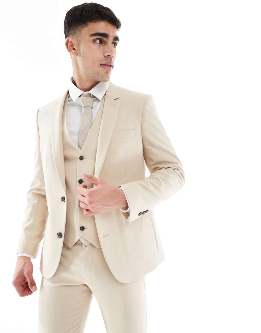 ASOS DESIGN - Enge Anzugjacke in Stone-Neutral ASOS DESIGN - Enge Anzugjacke in Stone-Neutral von ASOS DESIGN