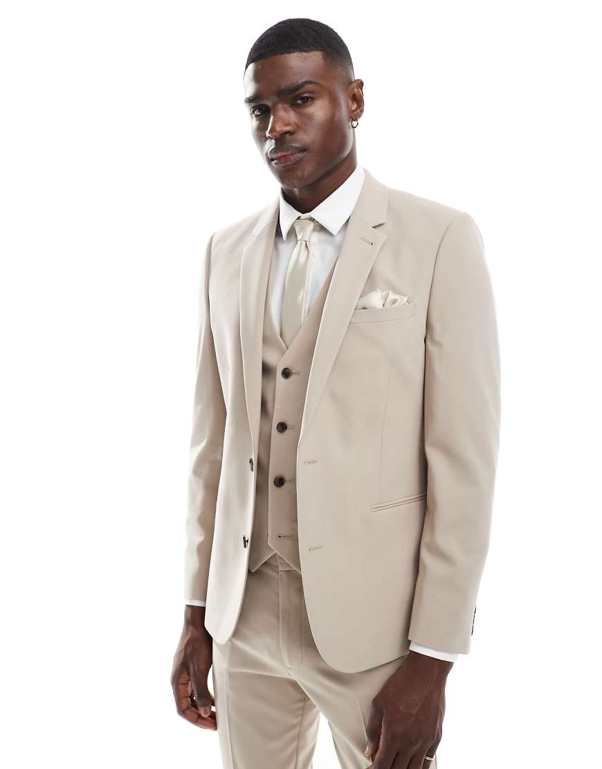 ASOS DESIGN - Enge Anzugjacke in Stone-Neutral ASOS DESIGN - Enge Anzugjacke in Stone-Neutral von ASOS DESIGN