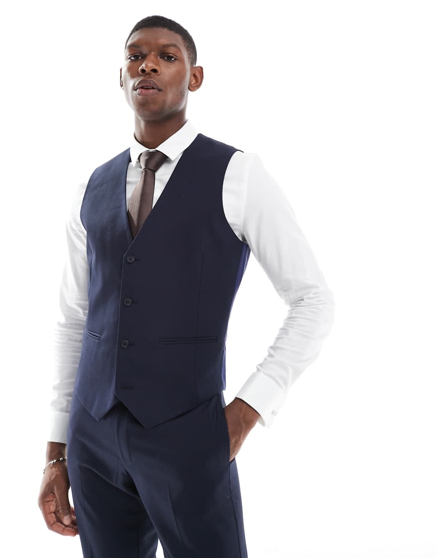 ASOS DESIGN - Enge Anzugweste in Navy-Marineblau ASOS DESIGN - Enge Anzugweste in Navy-Marineblau von ASOS DESIGN