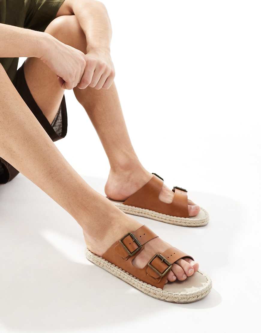 ASOS DESIGN - Espadrilles-Sandalen in Hellbraun mit zwei Riemen von ASOS DESIGN