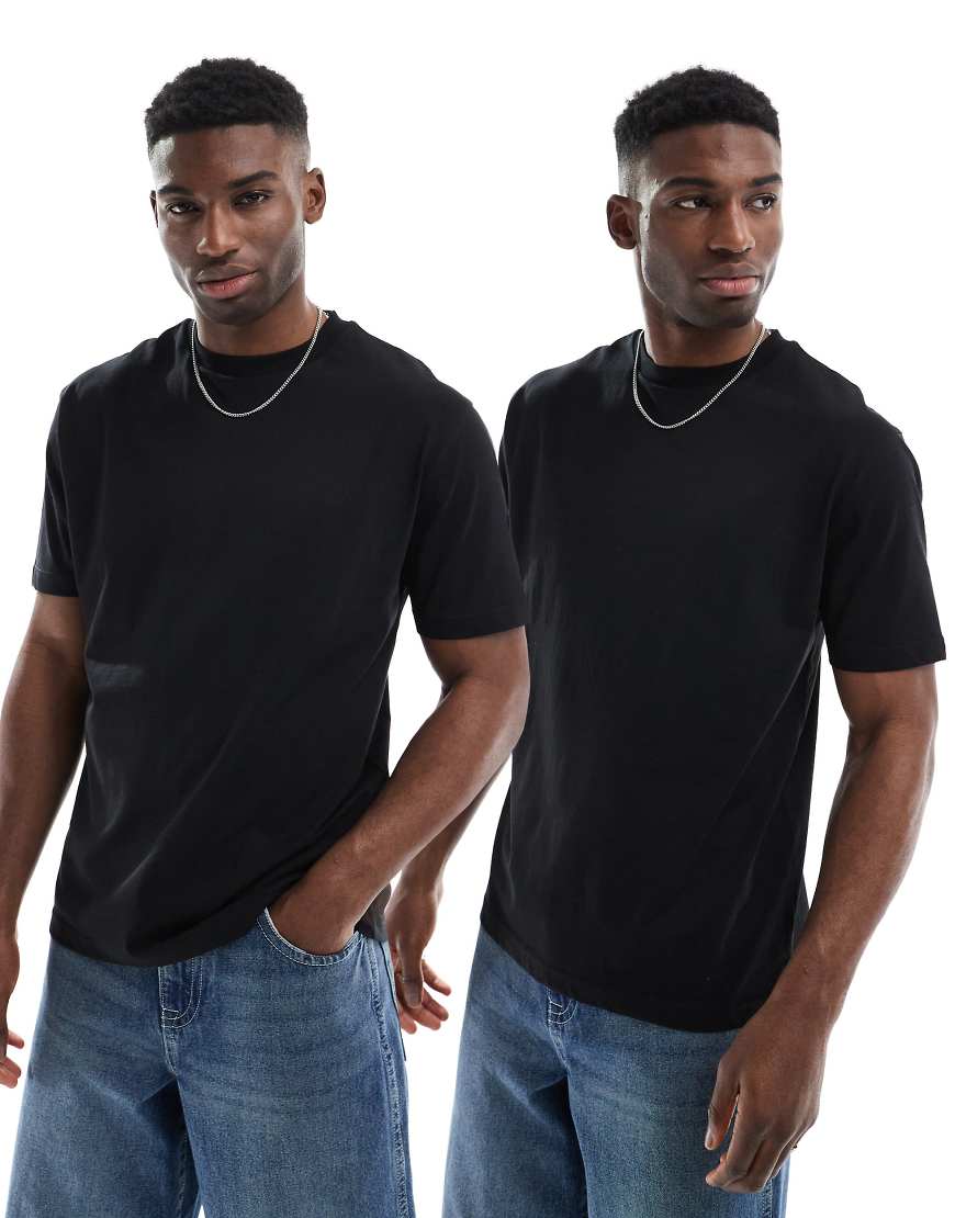 ASOS DESIGN - Essential - 2er-Pack Relaxed Fit T-Shirts in Schwarz mit Rundhalsausschnitt ASOS DESIGN - Essential - 2er-Pack Relaxed Fit T-Shirts in Schwarz mit Rundhalsausschnitt von ASOS DESIGN