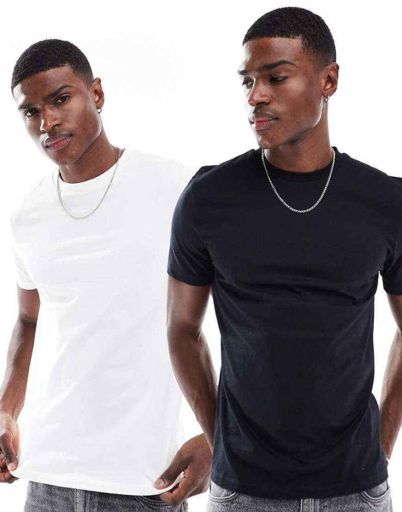 ASOS DESIGN - Essential - 2er-Pack T-Shirts in Schwarz und Weiß mit Rundhalsausschnitt-Bunt von ASOS DESIGN
