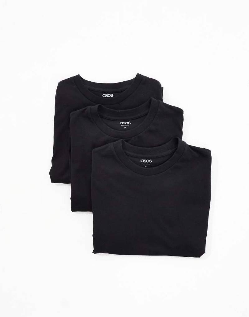ASOS DESIGN - 3er-Pack Basic-T-Shirts in Schwarz mit Rundhalsausschnitt von ASOS DESIGN