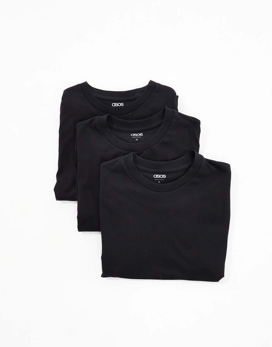 ASOS DESIGN - 3er-Pack Basic-T-Shirts in Schwarz mit Rundhalsausschnitt ASOS DESIGN - 3er-Pack Basic-T-Shirts in Schwarz mit Rundhalsausschnitt von ASOS DESIGN