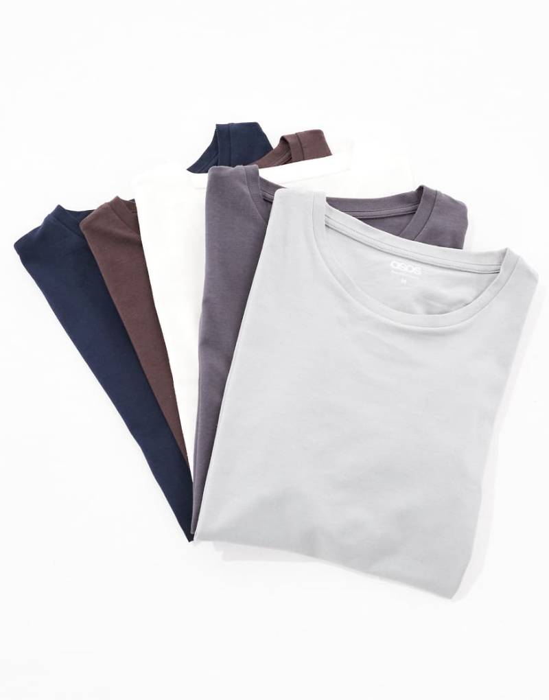 ASOS DESIGN - Essential - 5er-Pack Muskel-T-Shirts in mehreren Farben-Bunt von ASOS DESIGN