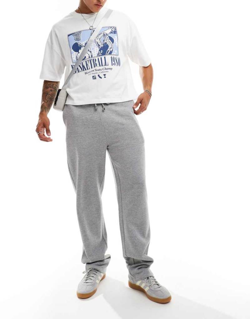 ASOS DESIGN - Essential - Jogginghose in Grau meliert mit geradem Bein von ASOS DESIGN