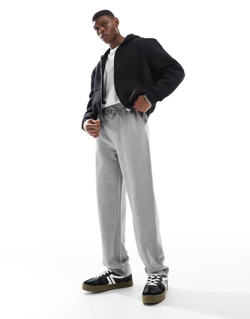 ASOS DESIGN - Essential - Jogginghose in Grau meliert mit geradem Bein von ASOS DESIGN