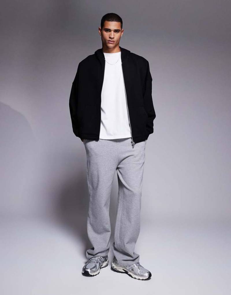 ASOS DESIGN - Essential - Jogginghose in Grau meliert mit weitem Schnitt von ASOS DESIGN