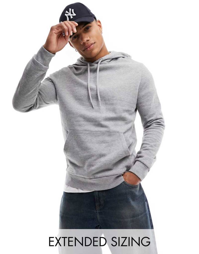 ASOS DESIGN - Essential - Kapuzenpullover in Grau meliert von ASOS DESIGN