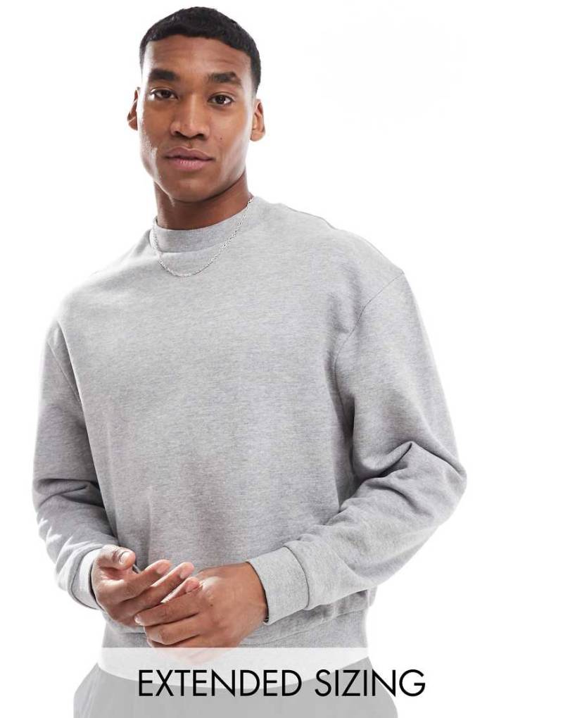 ASOS DESIGN - Essential - Kastiges Oversize-Sweatshirt in Grau meliert von ASOS DESIGN