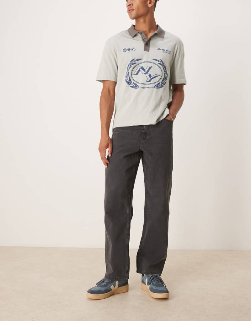 ASOS DESIGN - Baggy-Jeans in verwaschenem Schwarz von ASOS DESIGN