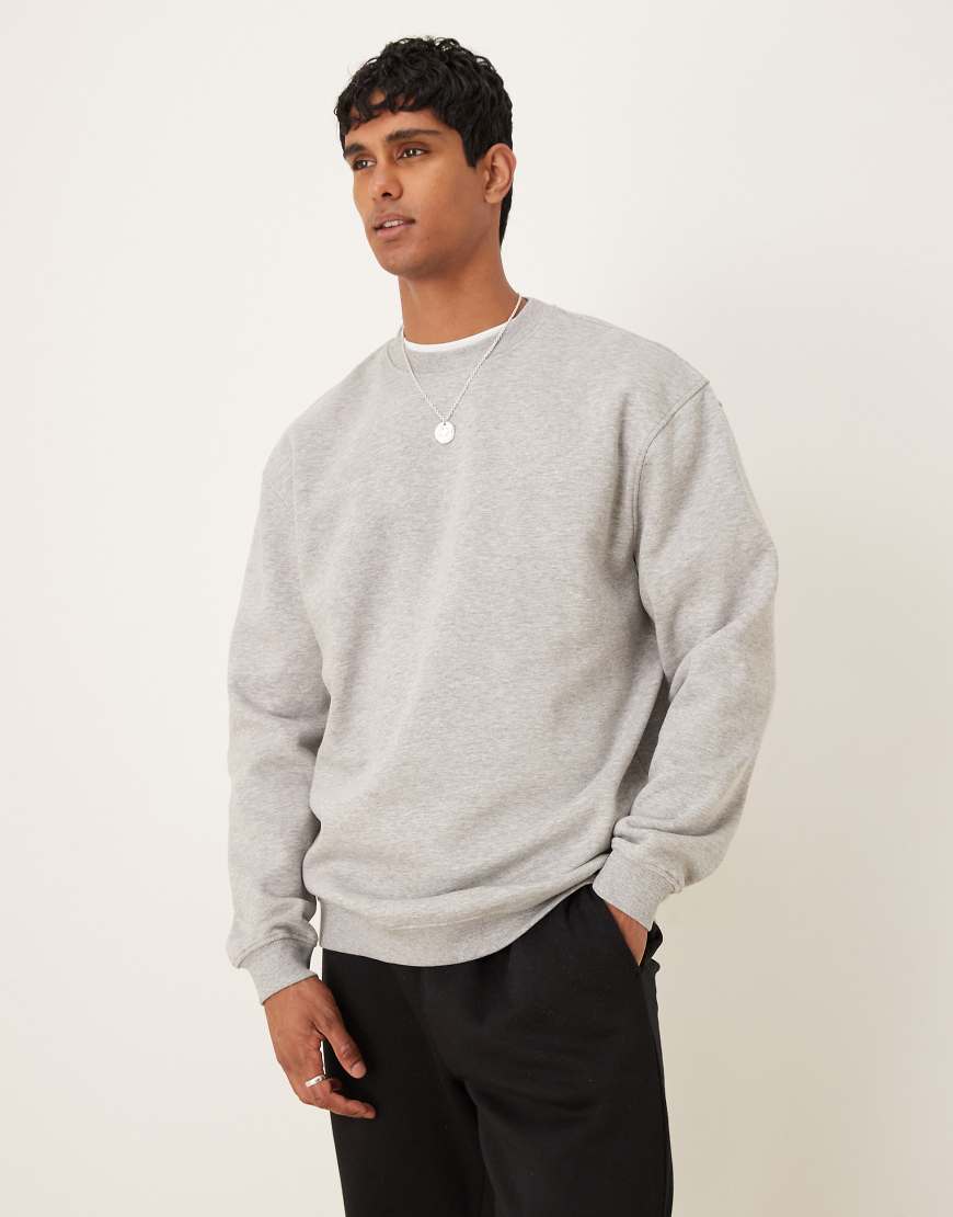 ASOS DESIGN - Essential - Longline-Sweatshirt in Grau meliert von ASOS DESIGN