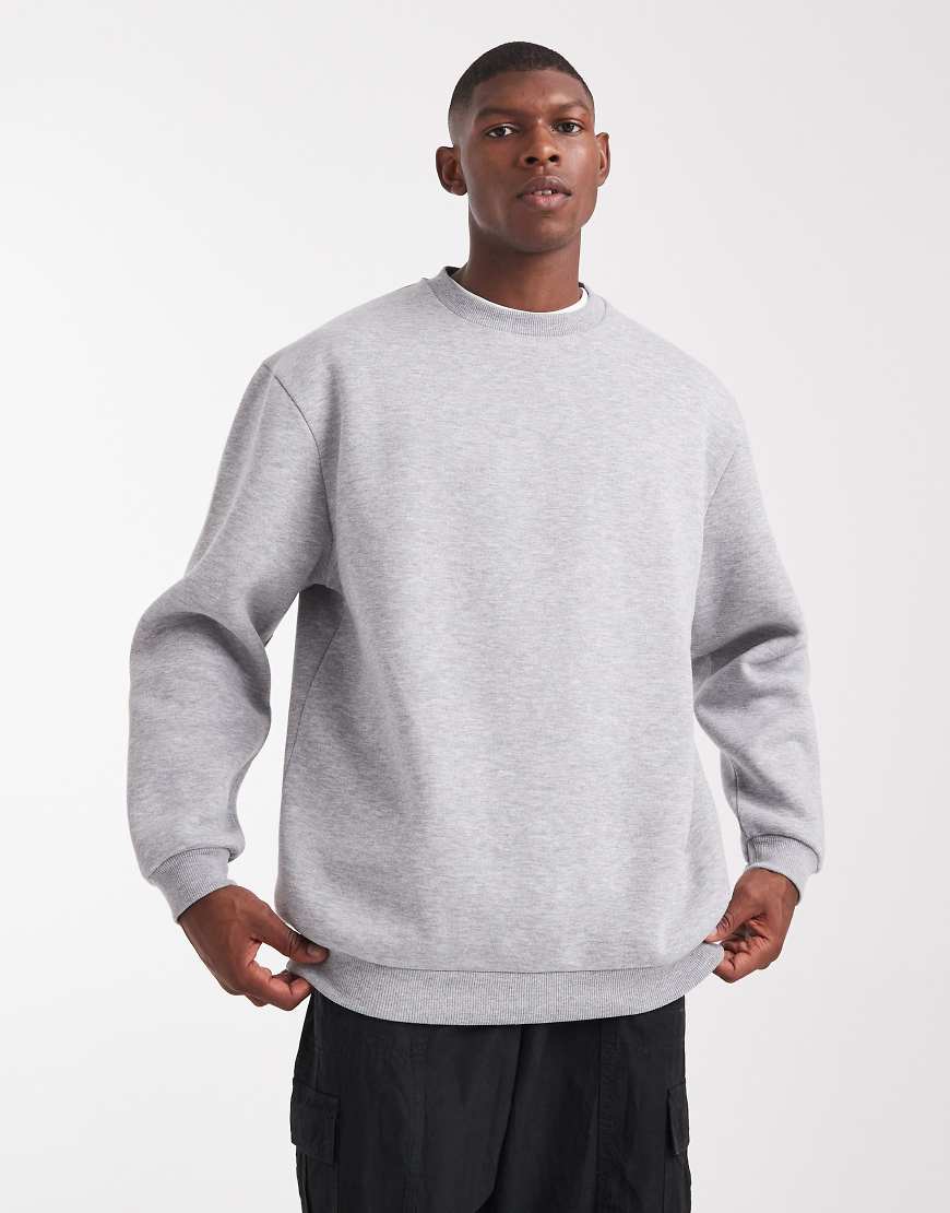 ASOS DESIGN - Essential - Longline-Sweatshirt in Grau meliert von ASOS DESIGN