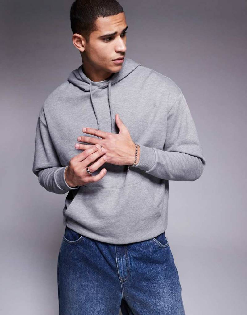 ASOS DESIGN - Essential - Oversize-Kapuzenpullover in Grau meliert von ASOS DESIGN
