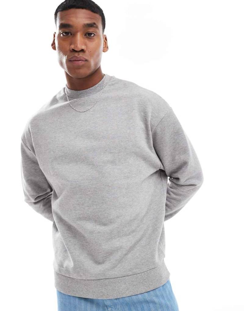 ASOS DESIGN - Essential - Oversize-Sweatshirt in Grau meliert von ASOS DESIGN