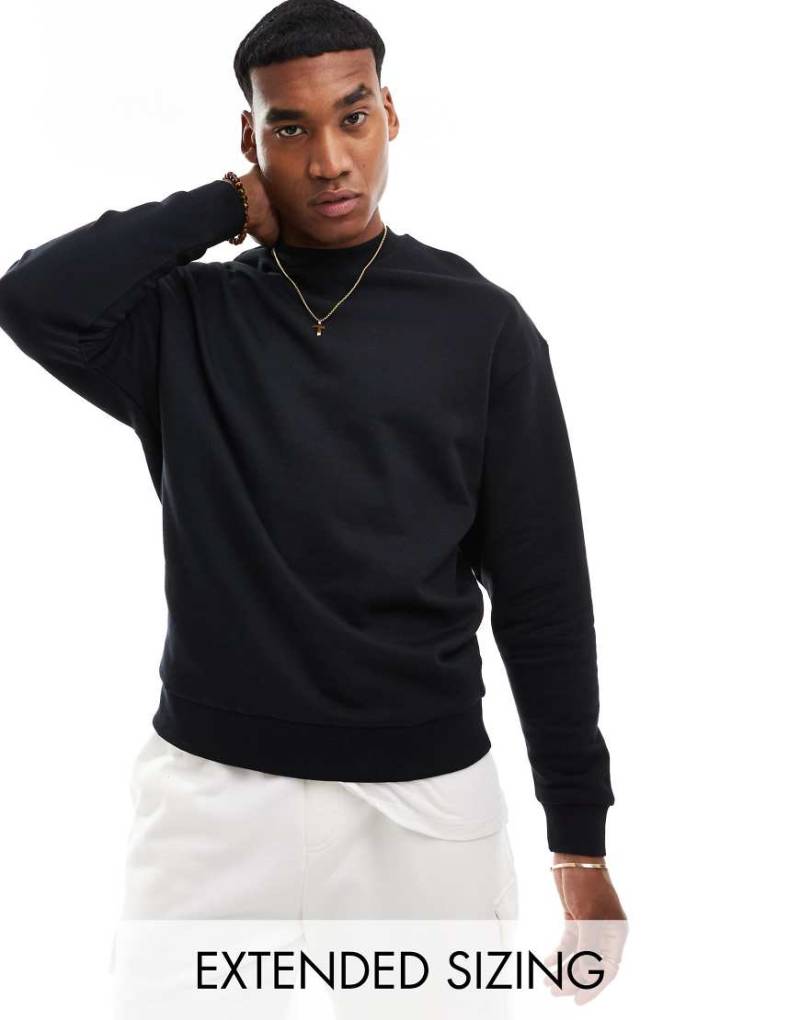 ASOS DESIGN - Essential - Oversize-Sweatshirt in Schwarz von ASOS DESIGN