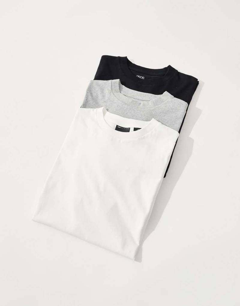 ASOS DESIGN - Essential - Oversize-T-Shirts in Schwarz, Weiß und meliertem Grau mit Rundhalsausschnitt-Bunt von ASOS DESIGN