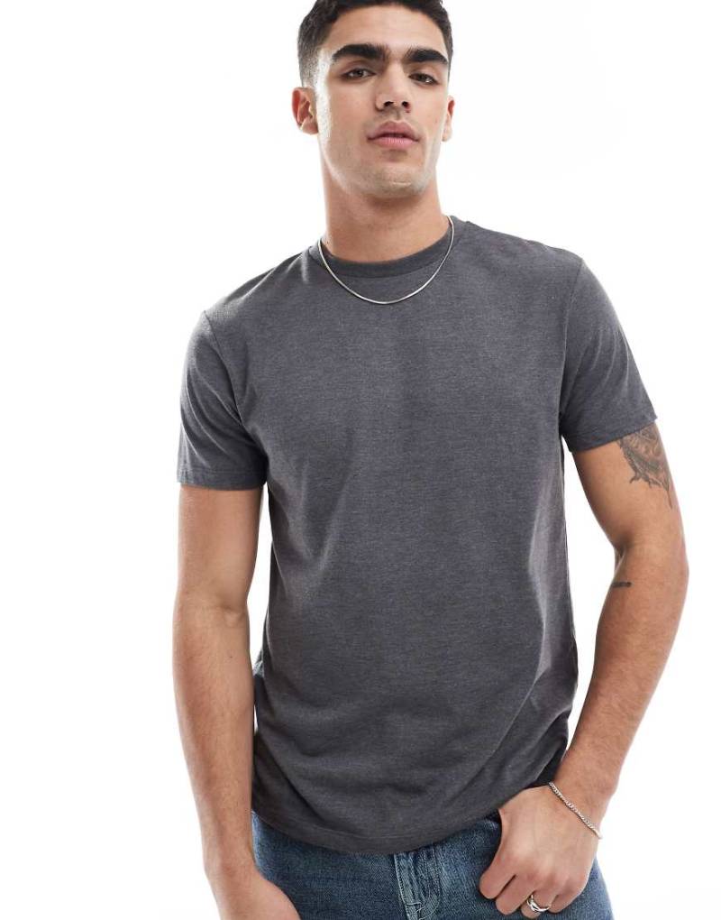 ASOS DESIGN - Essential - T-Shirt in Anthrazit meliert mit Rundhalsausschnitt-Grau von ASOS DESIGN