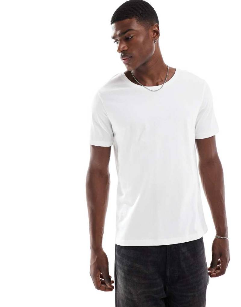 ASOS DESIGN - Basic-T-Shirt in Weiß mit U-Ausschnitt von ASOS DESIGN