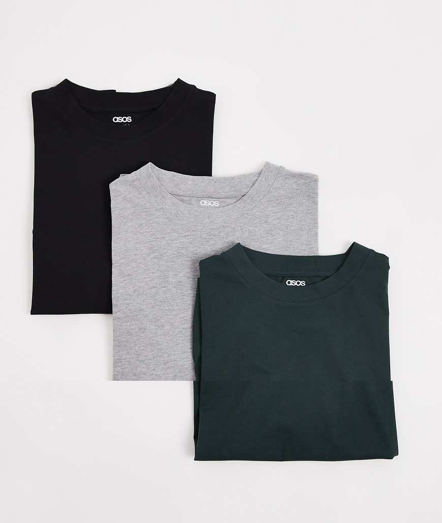 ASOS DESIGN - Essentials - 3er-Pack T-Shirts in verschiedenen Farben mit lockerem Schnitt-Bunt von ASOS DESIGN